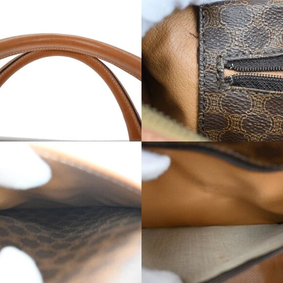 CELINE Macadam Pattern Boston Travel Bag PVC Leather Brown 268-082525 - Picture 11 of 15